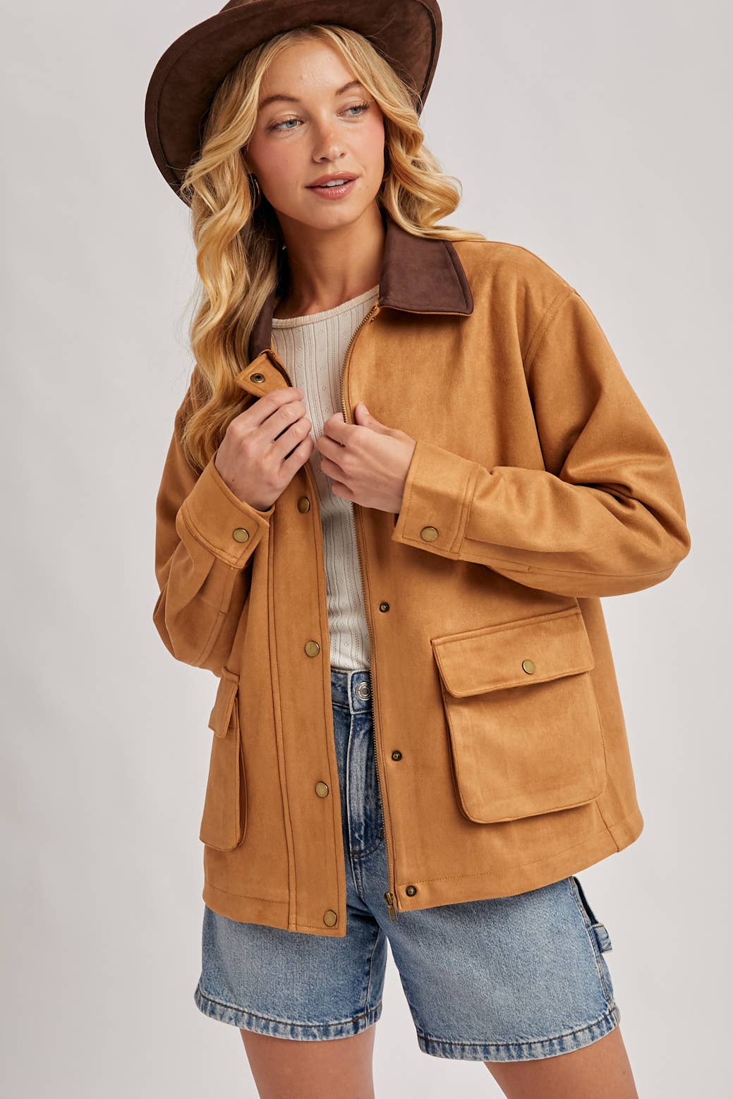 Bluivy - Wholesale Jacket - Women's - BUTTON DOWN FAUX SUEDE BARBOUR JACKET3