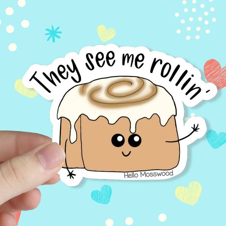 Ils me voient rouler autocollant en vinyle rouleau à la cannelle pour la vente par Hello Mosswood