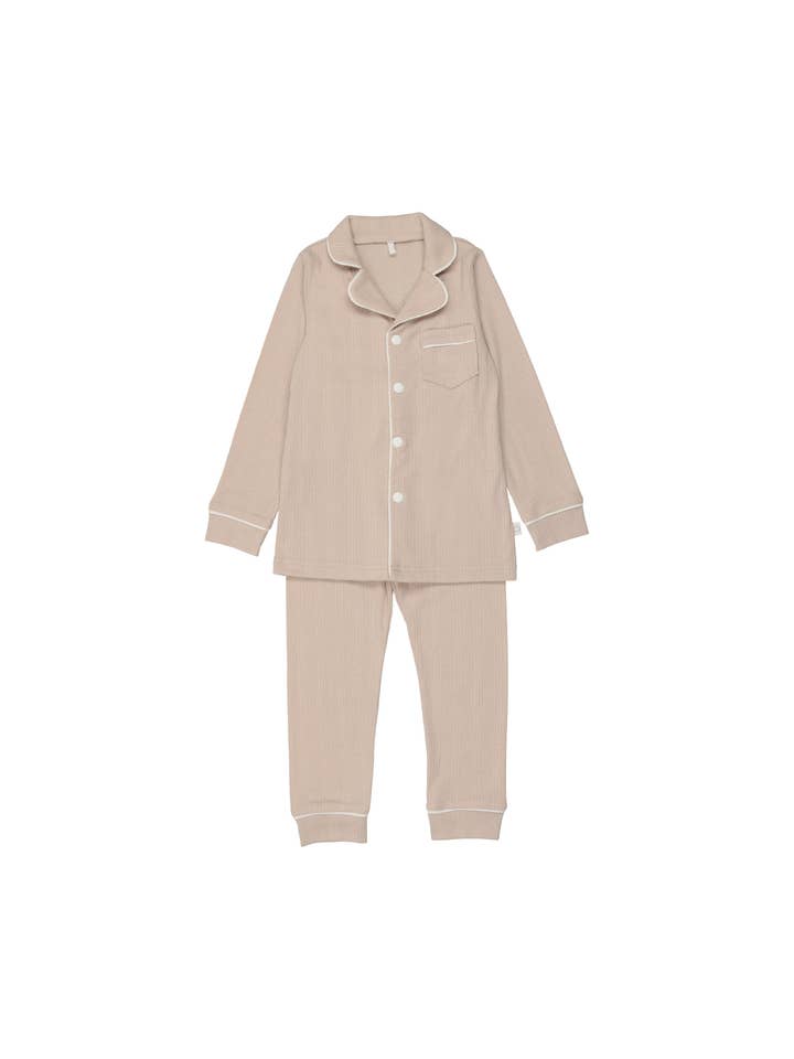 Pouf - Wholesale Sleepwear Set - Kids - Ribbed Grandpa PJ- Nude