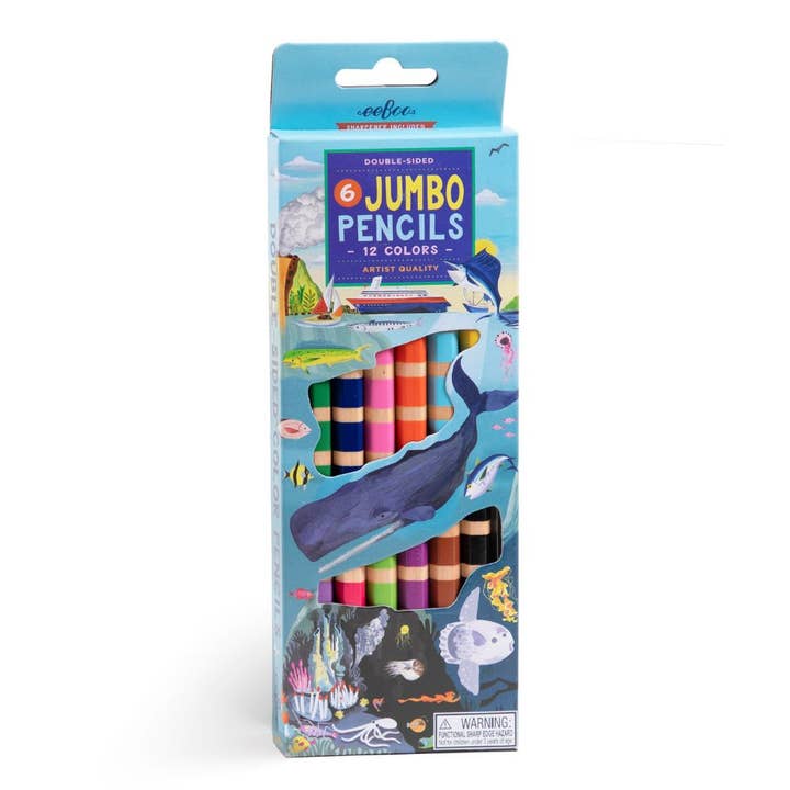 Lot de 6 crayons doubles Eeboo Under the Sea pour la vente par Just Imagine Toys