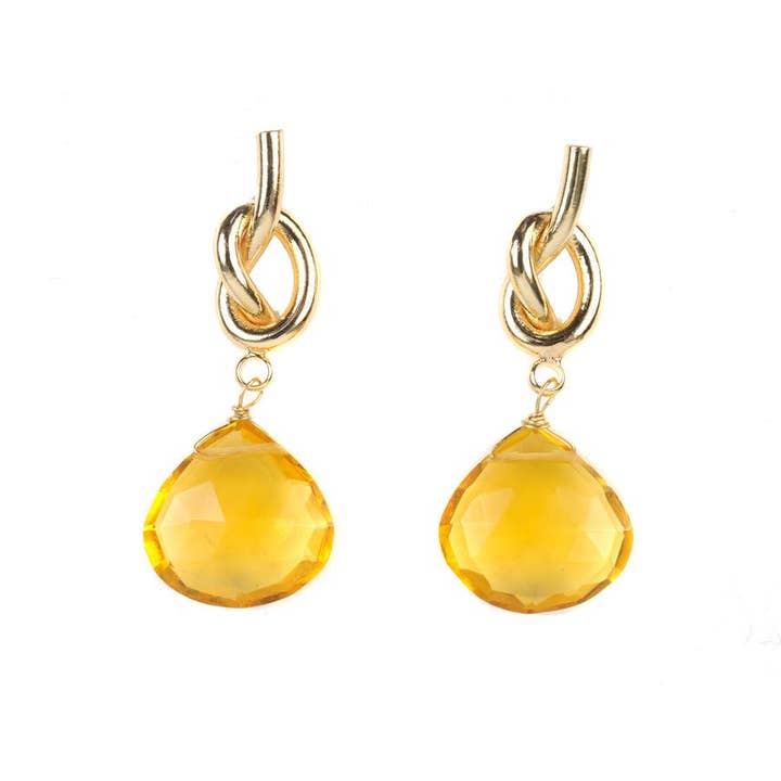 Sissy Yates Designs - Vente Boucles d'oreilles pendantes - Boucle d'oreille nœud - (4 options de pierres gemmes)1