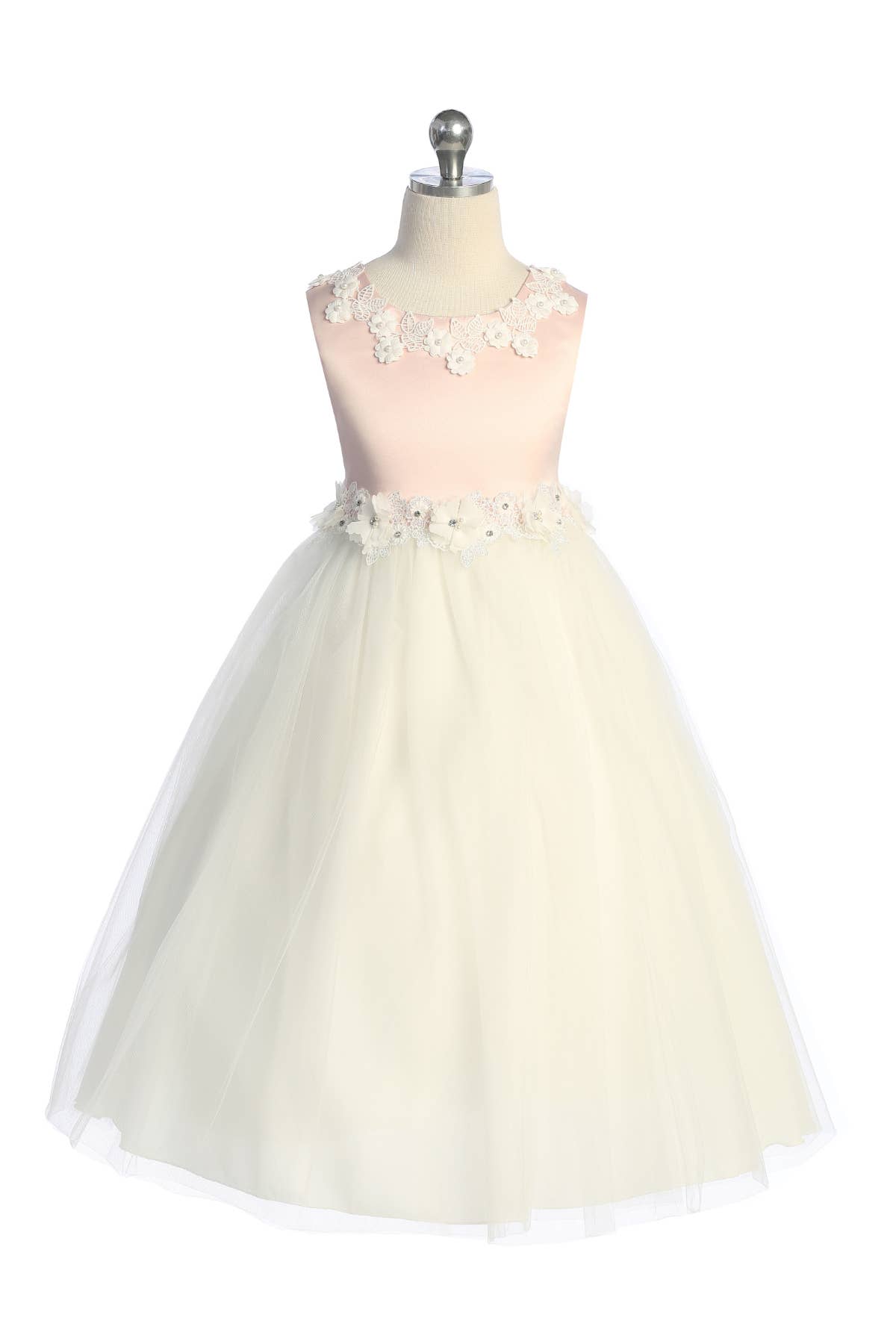 Kid's Dream - Wholesale Dress - Kids - Luxurious Princess Ballgown Girls Dress with Floral Trim1