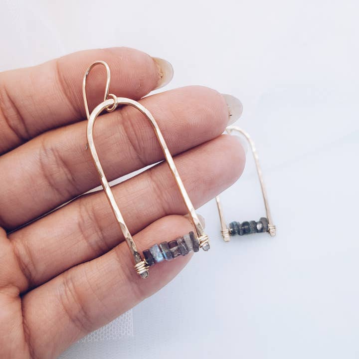 14K gold filled earrings with labradorite for wholesale by Sunny Bay Handmade Jewelry