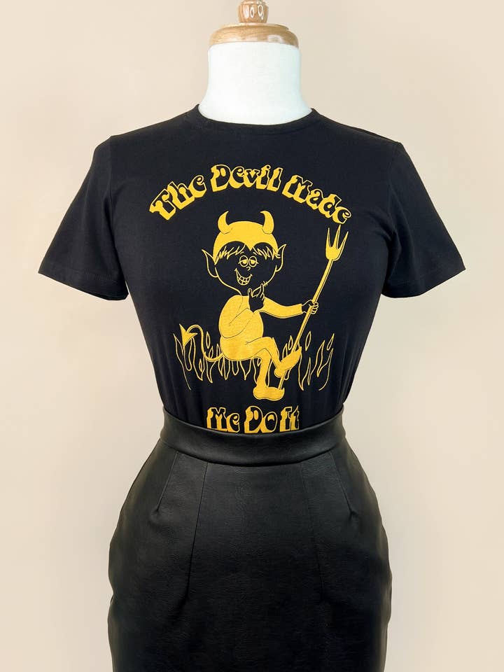 The Devil Made Me Do It Fitted Tee in Black for wholesale by Mischief Made