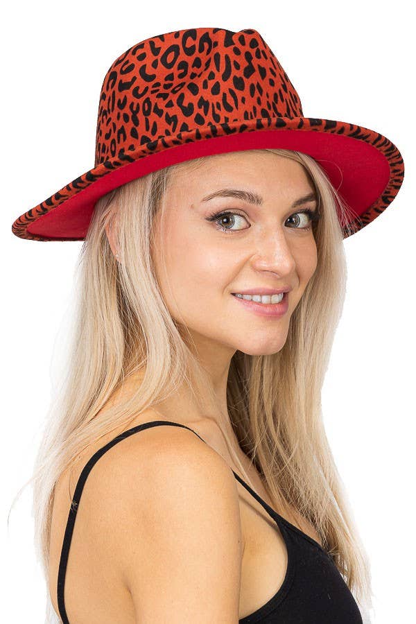 Cap Zone - Wholesale Fedora - Women's - Leopard Red Bottom Fedora12