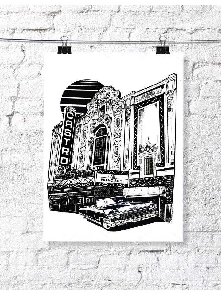 Le théâtre Castro - Affiche imprimée 9 x 12 pouces pour la vente par Chris Granillo Art