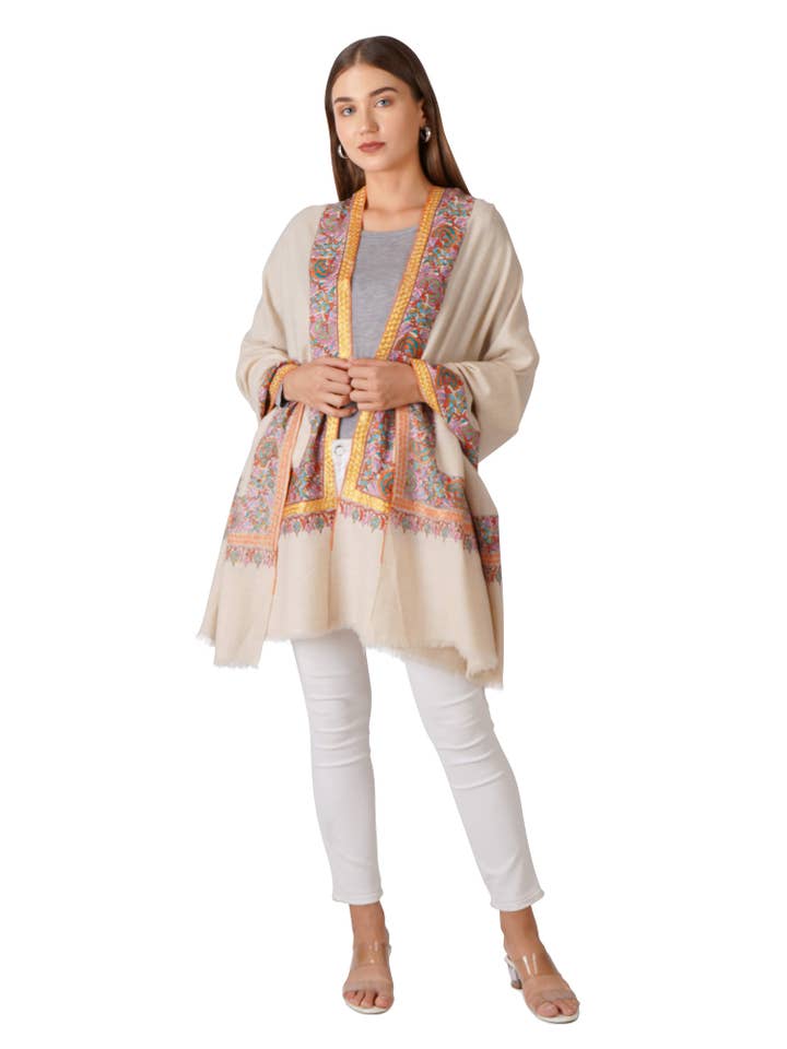 Stylish Pashmina Shawl – Indulgent Comfort - Off White for wholesale by PASHWRAP