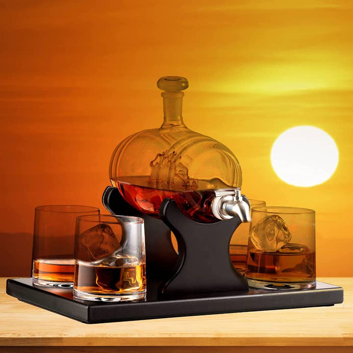 Bezrat - Wholesale Decanter - Whiskey Decanter Barrel Gift Set