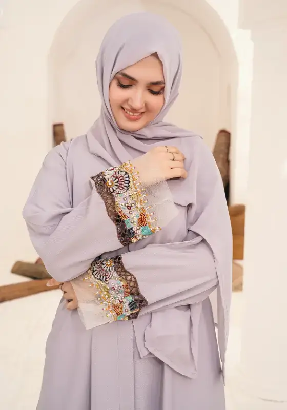 Multi Colored Light -Lilac Embellished Abaya for wholesale on Faire0