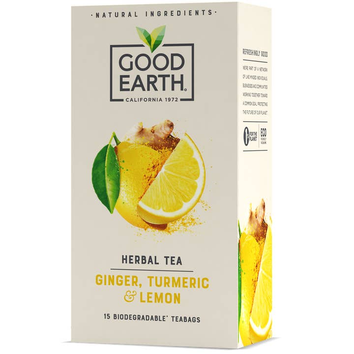 Ginger, Turmeric & Lemon Teabags (Case: 5 units) for wholesale by Good Earth