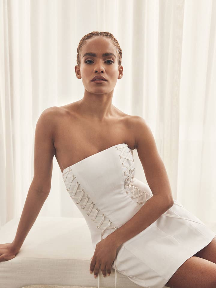 BUSTIER DRESS - IVORY for wholesale by Sofia Irina