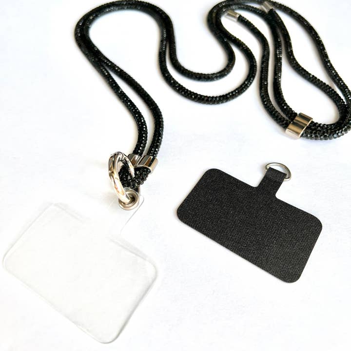 Sparkling Phone Lanyard - Black Rhinestones for wholesale by PHONELACE