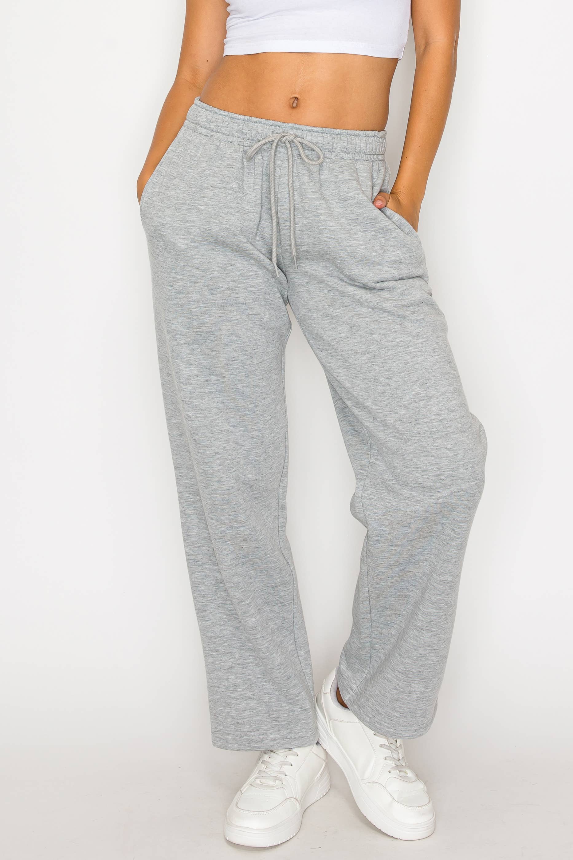 Color 5 – wholesale Mjukis- och joggingbyxor – Dam – Fleecelineda raka byxor i enfärgad färg med ficka13