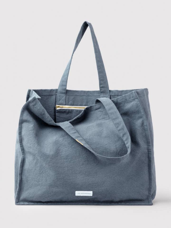 Bio-Baumwoll-Canvas-Shopper in Horizon Blau für den Großhandel von Les Pensionnaires