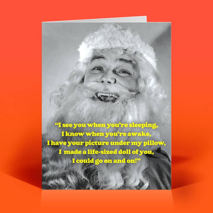 The Raccoon Society – postal de Natal por atacado – Cartão de Natal assustador de Papai Noel