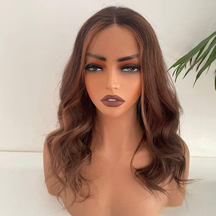 Gaurash Beauty Supply Inc. - Wholesale Wig/Hair Piece - Chocolate Brown Human Hair Wig with Caramel Highlights4