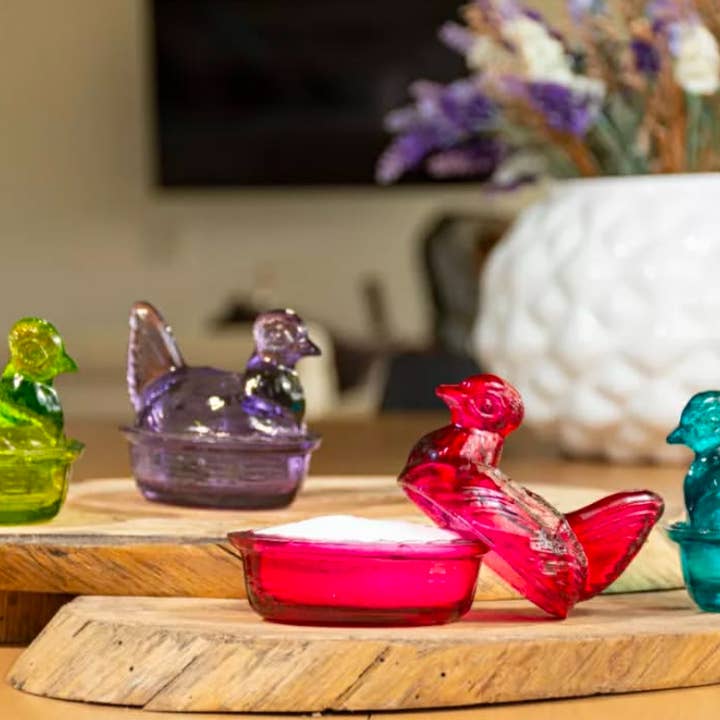 Kitchen One - Wholesale Decorative Plate/Dish/Bowl - Nesting Hen Bowl - TANGERINE | Hand Blown Glass10