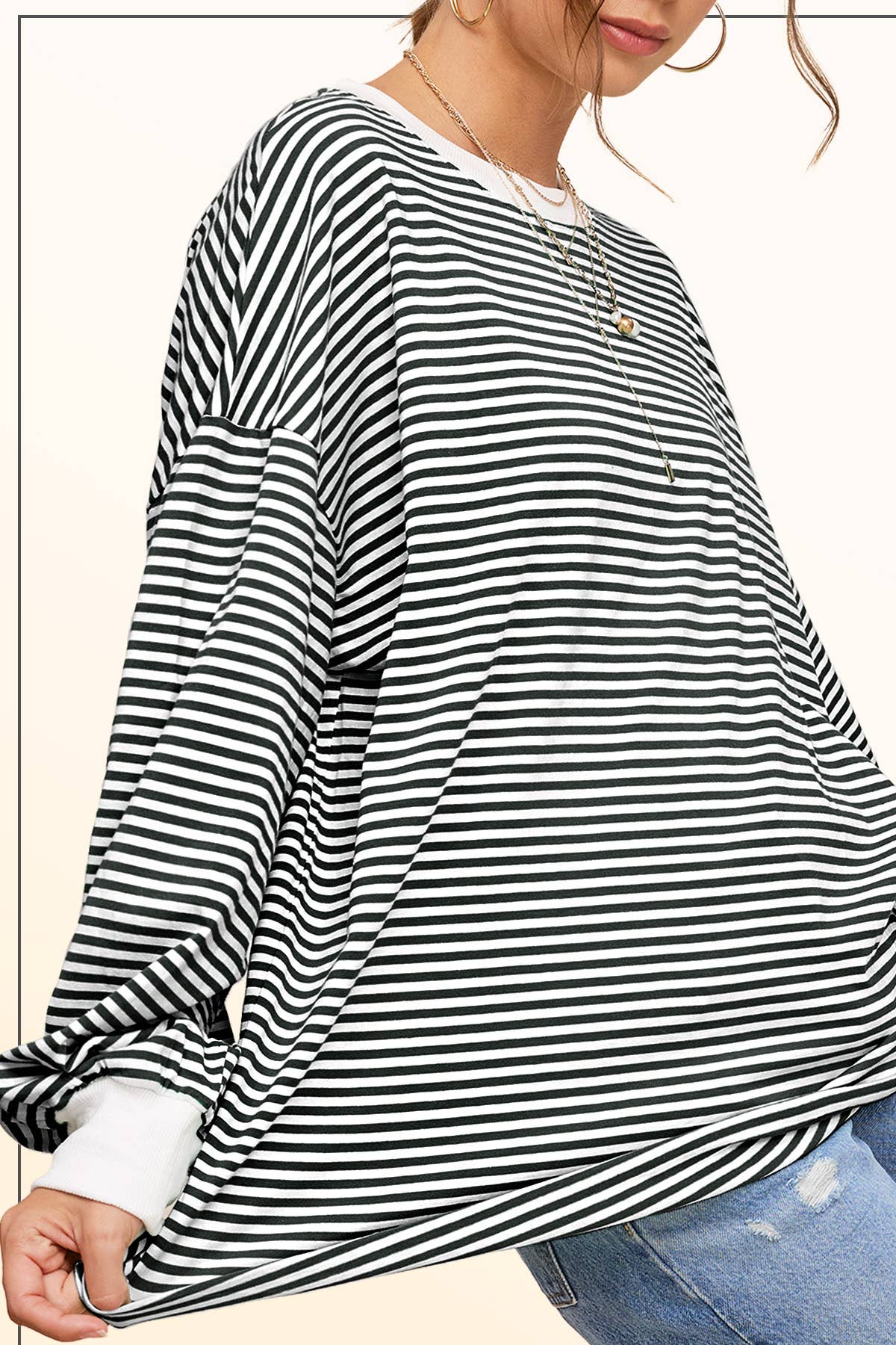 La Miel - Vente Haut en maille – femme - Pull oversize à manches longues rayé40