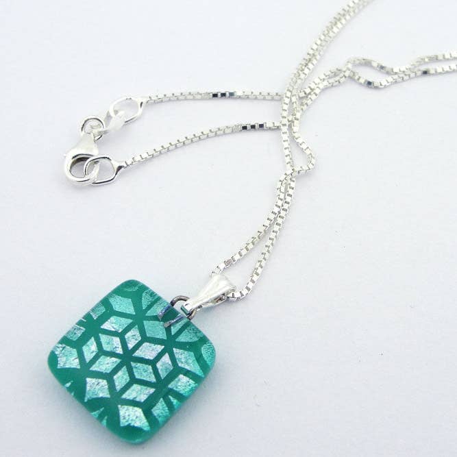 BM-506 : Charm dimensionnel (argent/bleu sarcelle) ⚡️ pour la vente par Momo Glassworks