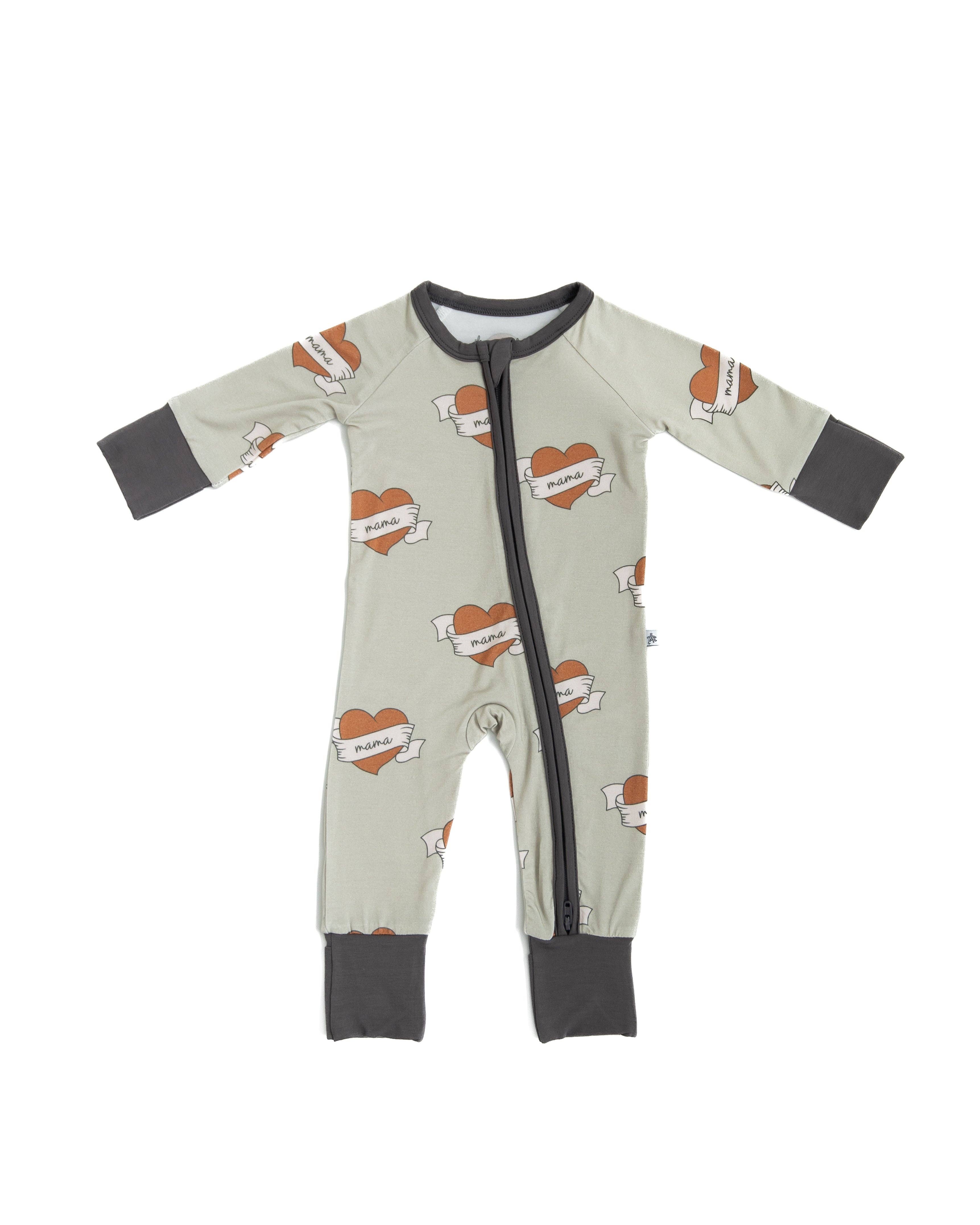 HUGGA BABIES - Wholesale Sleepsuit - Baby - I Heart Mama Bamboo Zipper Lounger1