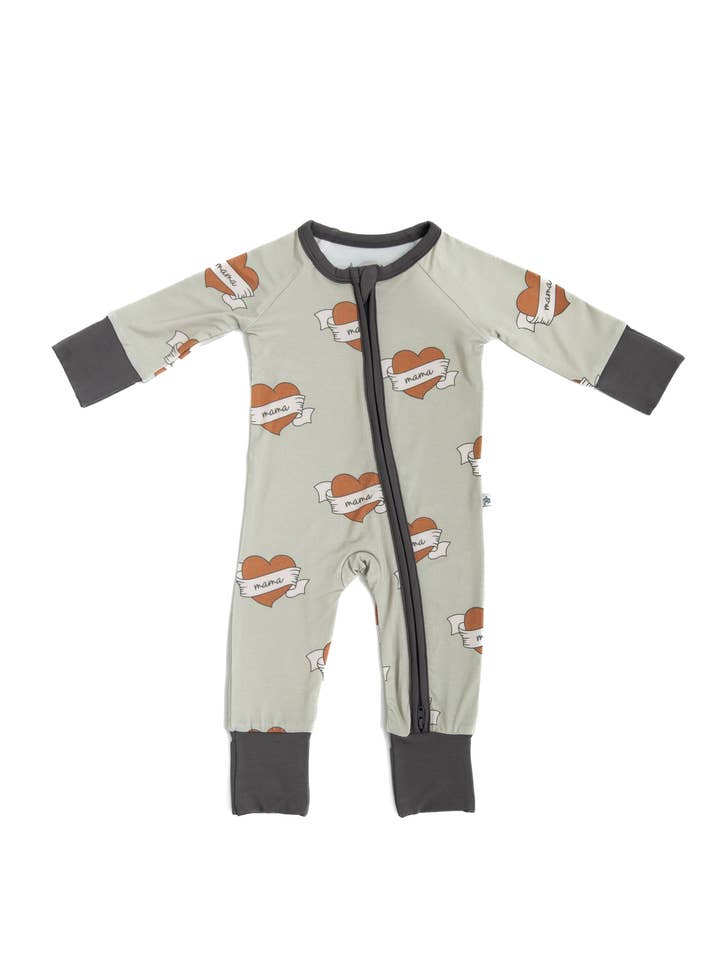 HUGGA BABIES - Wholesale Sleepsuit - Baby - I Heart Mama Bamboo Zipper Lounger1