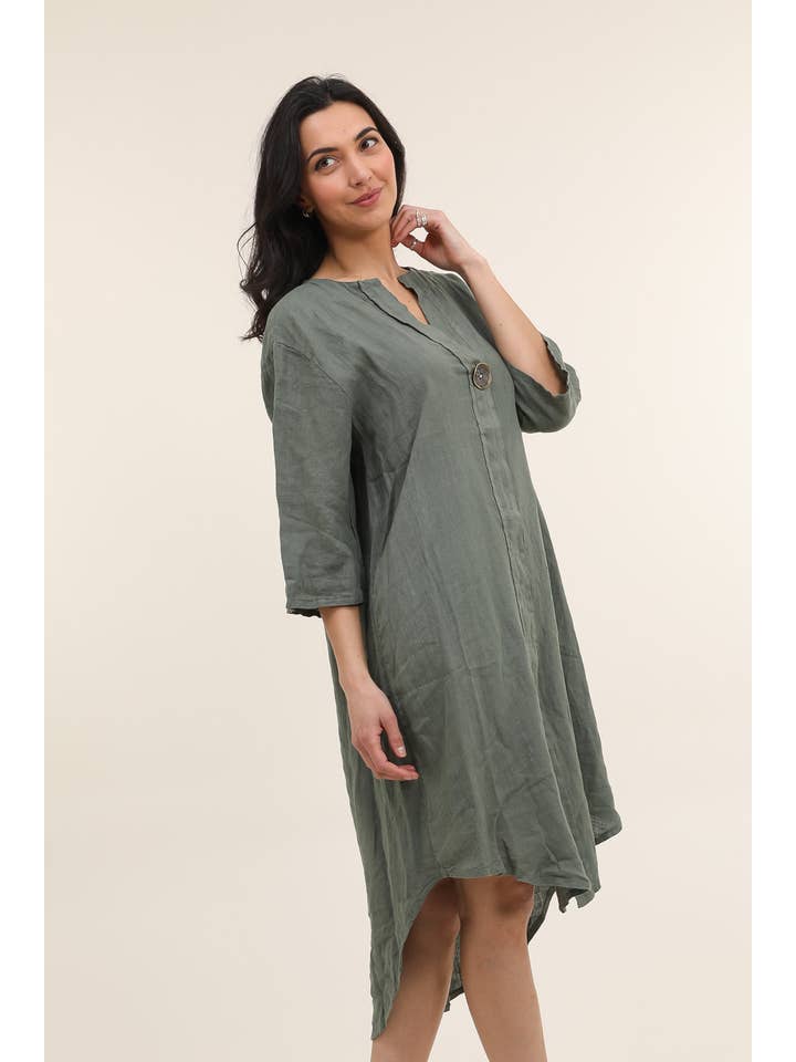 LÉA & LUC - Wholesale Dress - Women's - 100% Linen Dresses with a Button REF. 5547