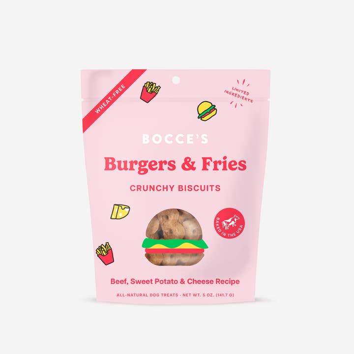 Bocce's Bakery - Wholesale Pet Treats - Dog - Burgers & Fries Biscuits