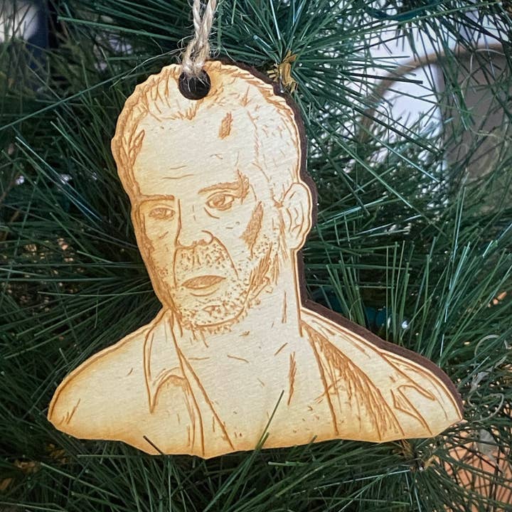 Bruce Willis (Die Hard) wooden Christmas Ornament for wholesale by Tree YoSelf