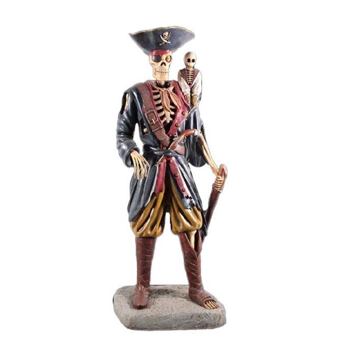 LM Treasures - Wholesale Decorative Figurine - Pirate Skeleton With Monkey Life Size Statue