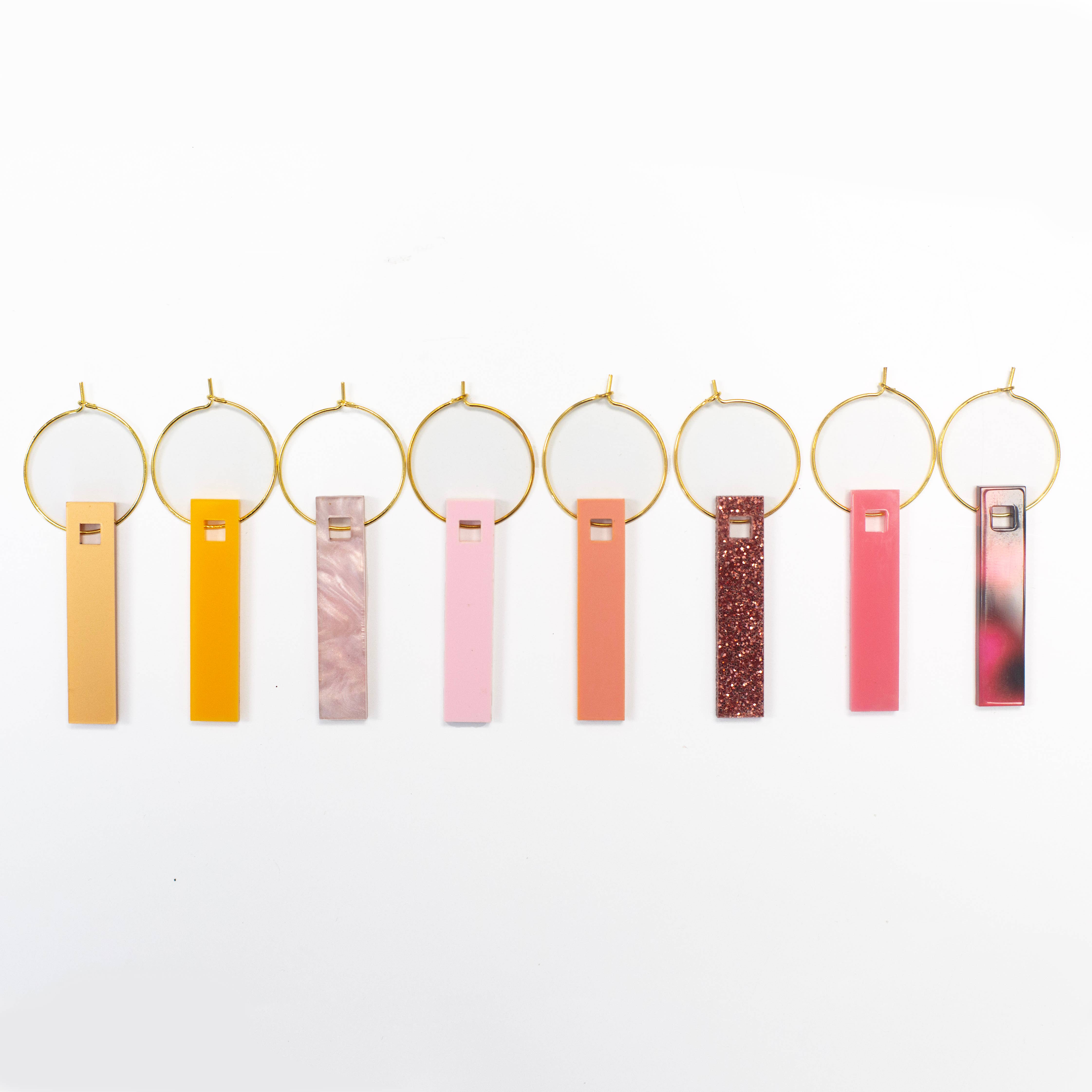 Mod Lounge Paper Company - Wholesale Wine Charm - Shades of Pink Acrylic Wine Charms1