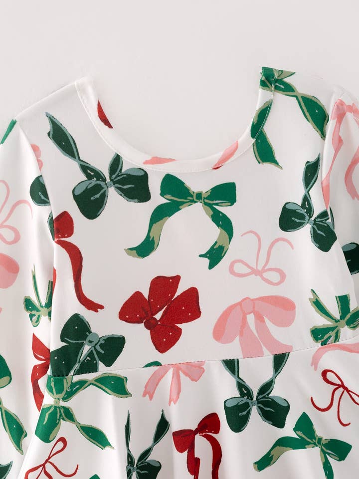 Rylee Faith Designs - Wholesale Dress - Kids - Girls Christmas Bow Print Dress