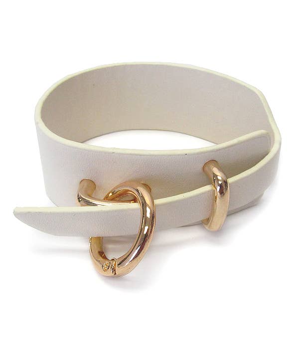 Jewelry Max – wholesale Bangle bracelet – ( V710 )  FAU LEATHER METAL RING BRACELET0