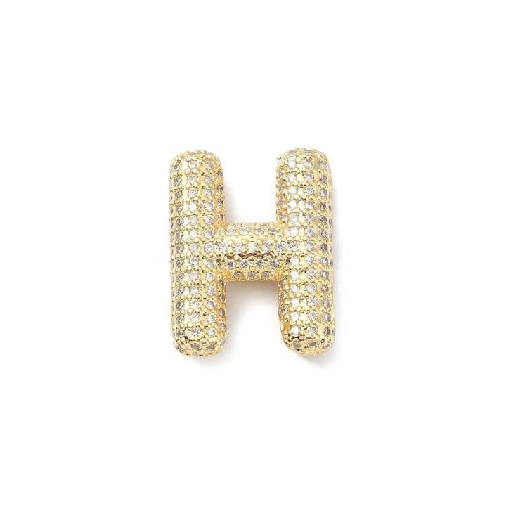 The Charm Bar Company - Wholesale Individual Charm/Pendant - Gold Slider Rhinestone Bubble Initial Charm7