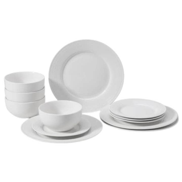 Embossed 12-Piece Dinnerware Set for wholesale by Gourmet Edge