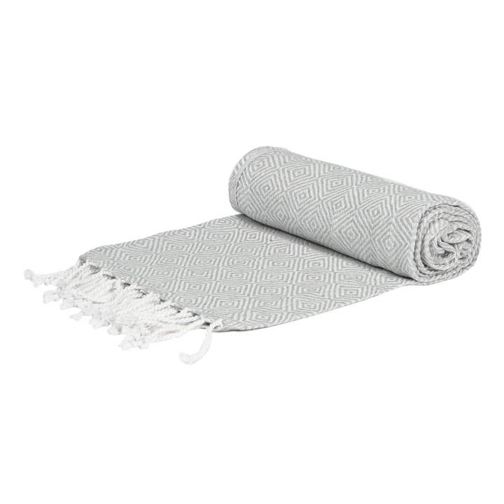 Toalla de algodón turco Nicola Spring - Diamante - Gris claro para venta al por mayor de Rinkit Ltd