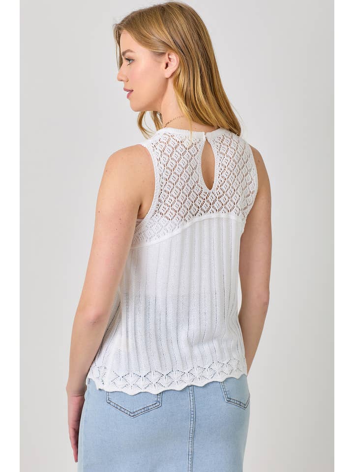 Mystree - Wholesale Knit Top - Women's - 60948 Crochet Yoke Sleeveless Sweater Top 11