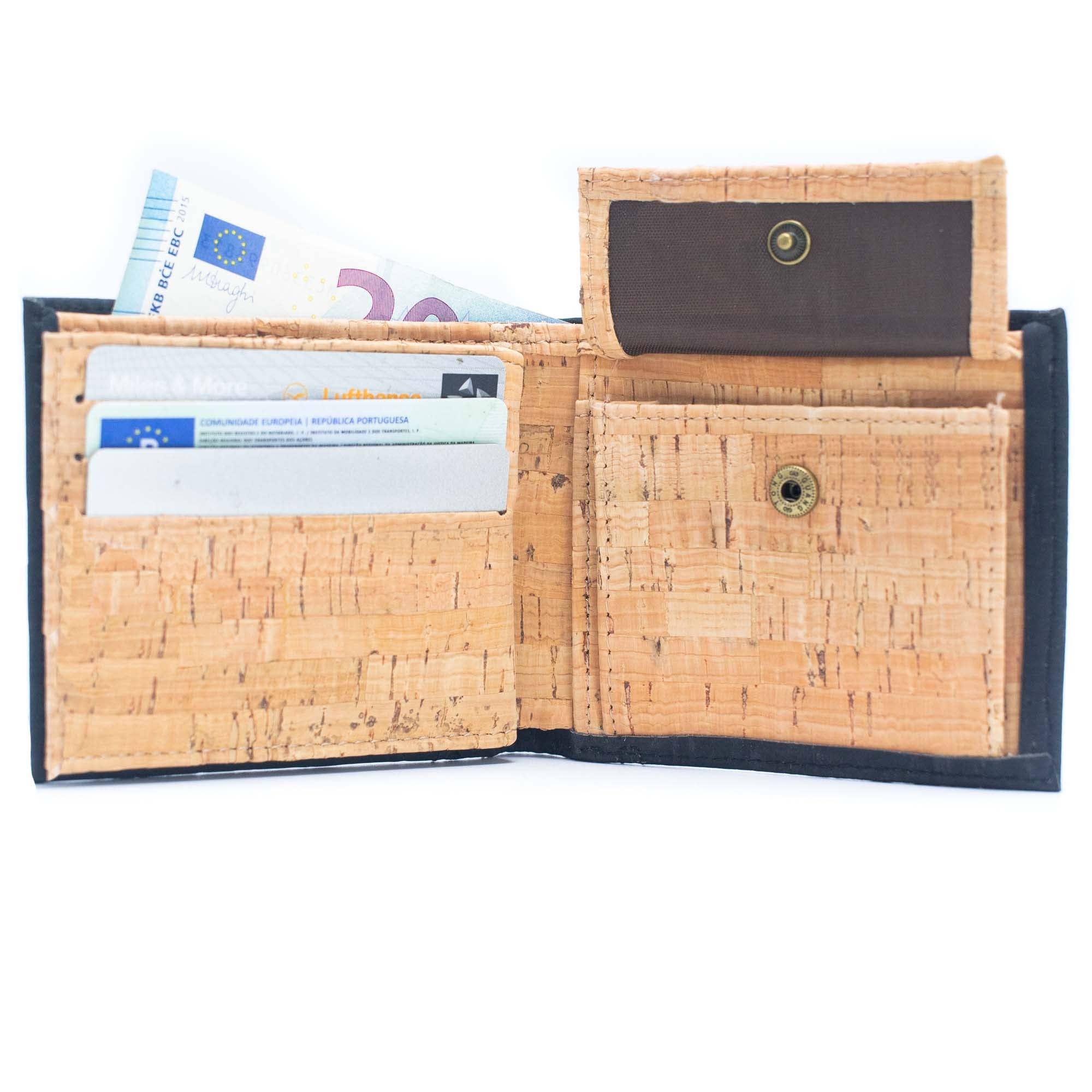 Meninas Bonitas Cork - Wholesale Wallet - Men's - Black and Brown cork slim card men wallet BAG-351-BD6