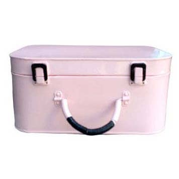 Home Kreation by KK dba Kraft Klub – Engroshandel Pynteæske – HÅNDLAVET LYSERØD EMALJE TIN KUFFERT 12 „Lx8" Wx5