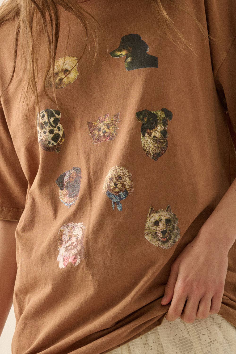 TOFFEE Vintage Dog Portrait Distress Oversize Graphic Tee for wholesale on Faire1