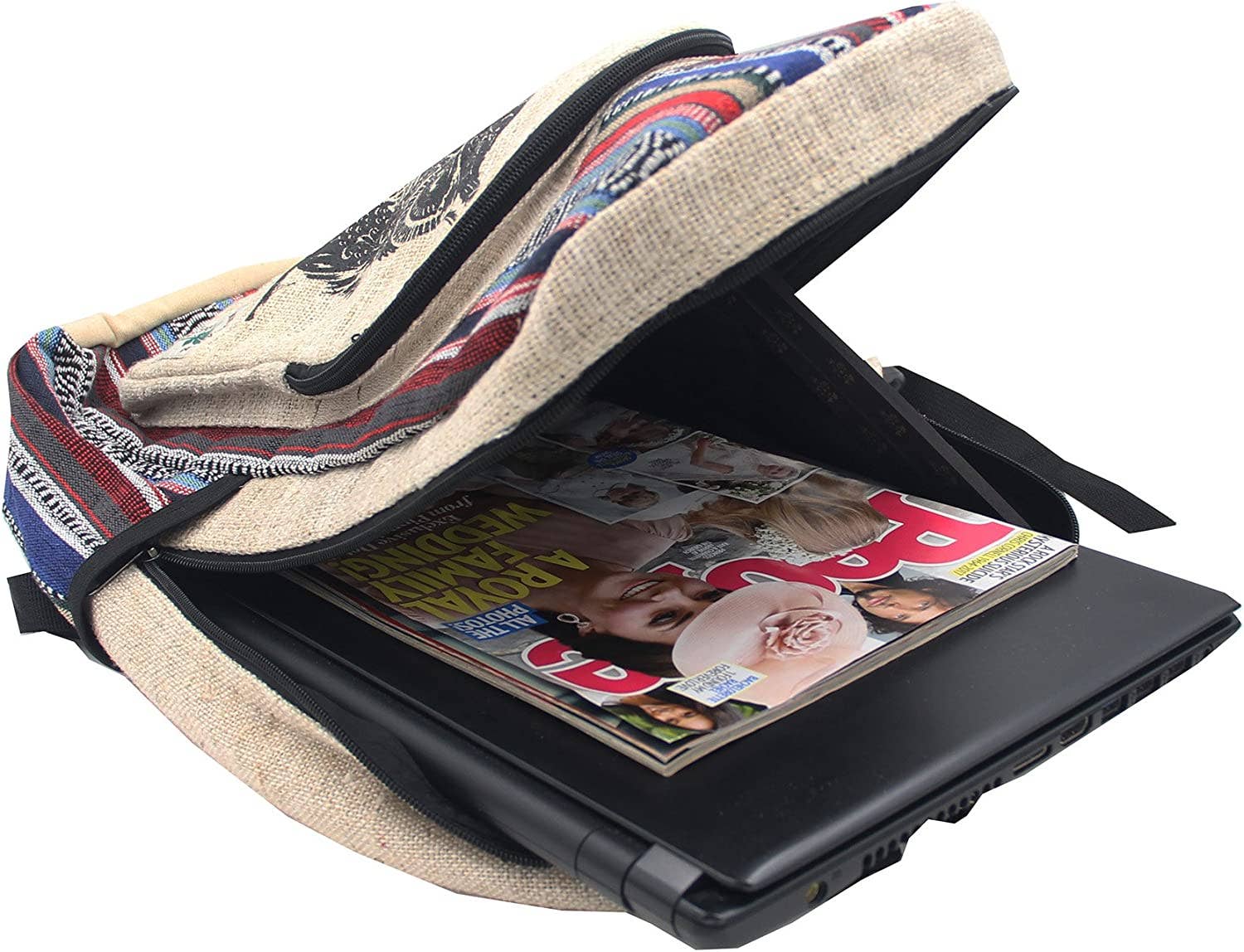 Lungta Imports - Wholesale Backpack - Unisex - Handmade Large Multi Pocket Natural Hemp Nepal Backpack12