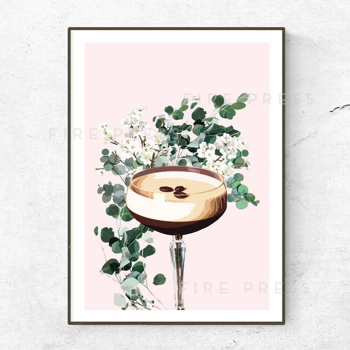 Espresso Martini Alcohol Cocktail Print for wholesale by Fire Press