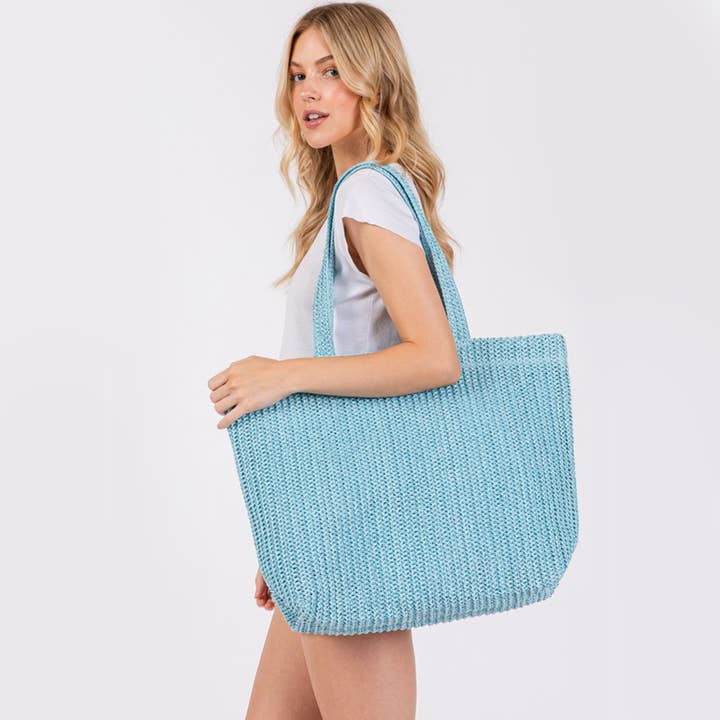 Hana - Wholesale Tote Bag - Women's - Solid Color Crochet Summer Straw Tote Bag