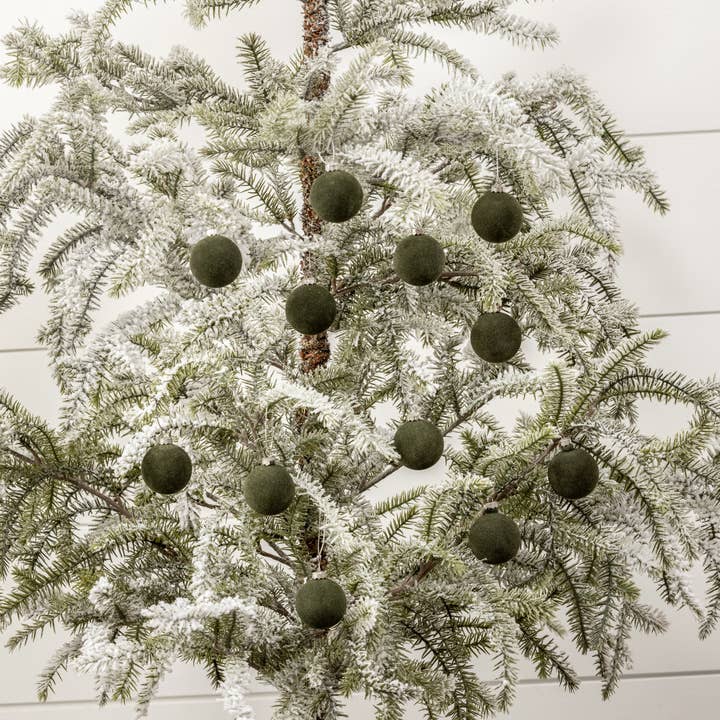 Ragon House - Wholesale Ornament Set - SET/ 12 - 1.75" FOREST FLOCKED BALLS2