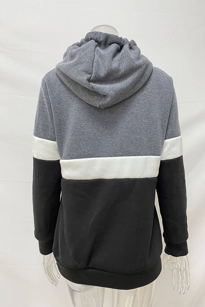 UNISHE – Engroshandel Hoodie – Kvinder – Colorblock Sweatshirt med hætte med snor ZK21837