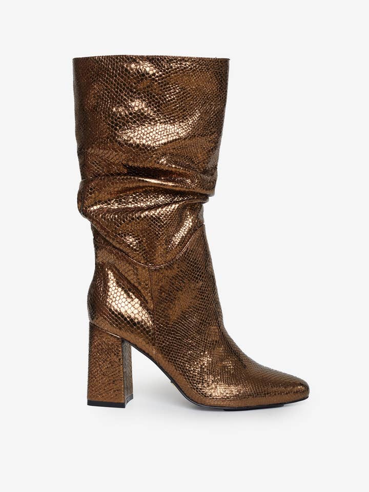 CRISTINA FERREIRA - Wholesale Laarzen - Dames - Hope Gold metallic laarzen met cobra-effect0