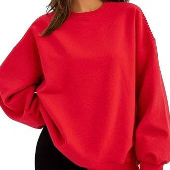 Masyal - Wholesale Sweatshirt - Women's - Women Oversize Solid Mock Neck Sweatshirt for Game Day5