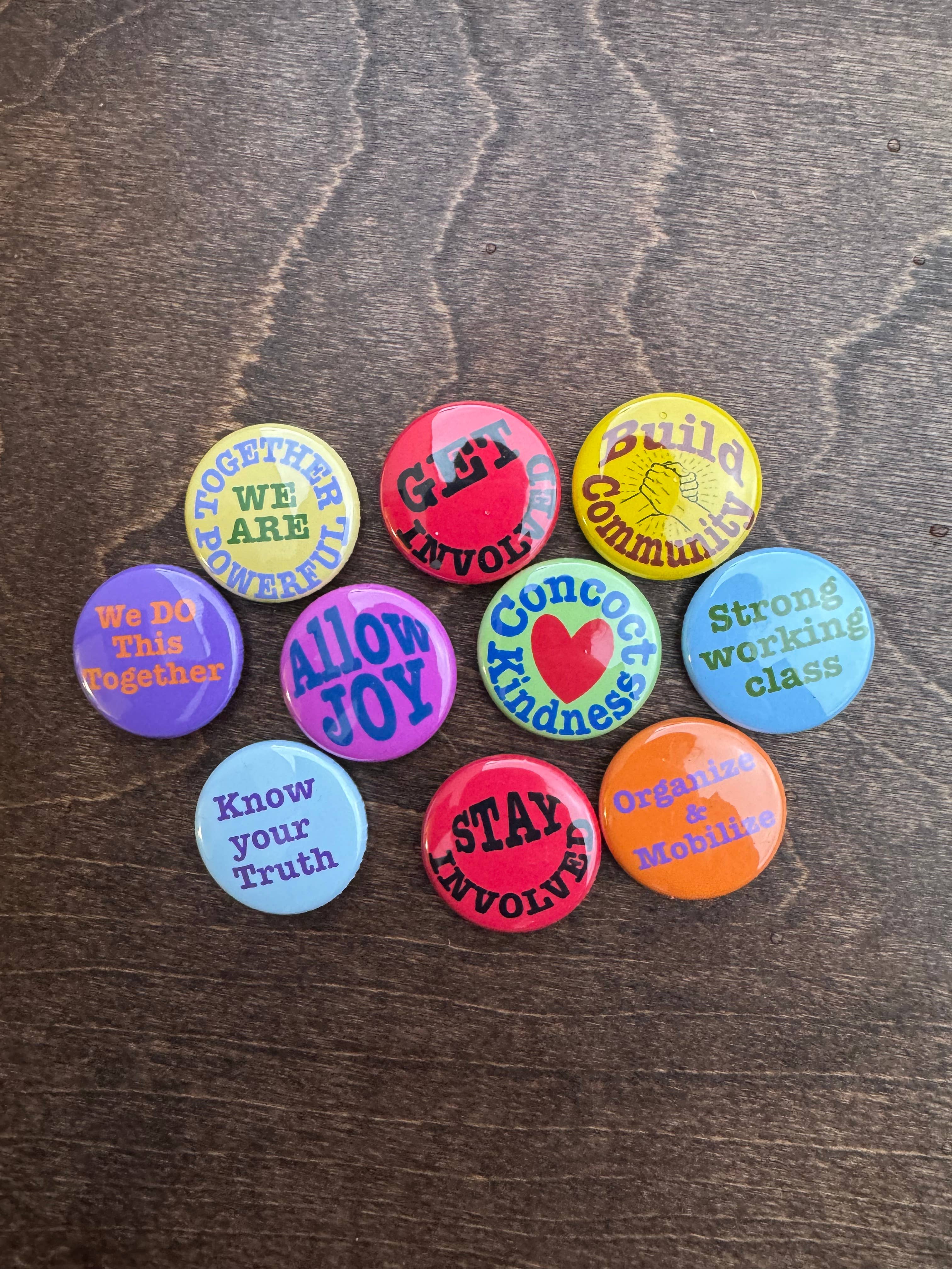 The Button Girl - Wholesale Lapel Pin/Button - Positive Action Pack1