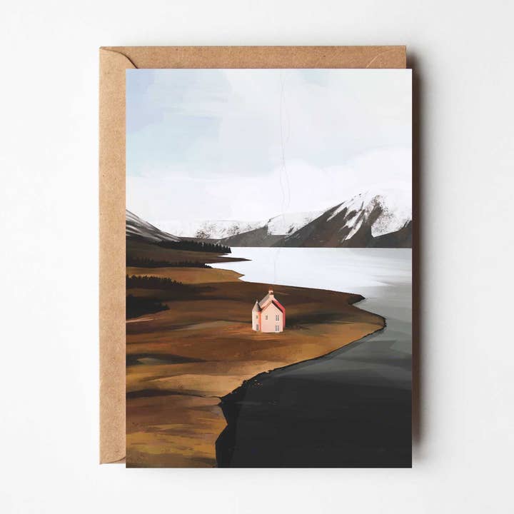 Loch Glass, Cosy Cottage Greeting Cards for wholesale by Sara Willia Landscapes