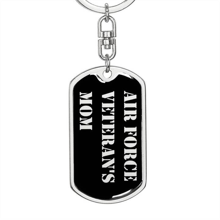 Air Force Veteran's Mom v2 - Luxury Dog Tag Keychain for wholesale by Unique Gifts Store