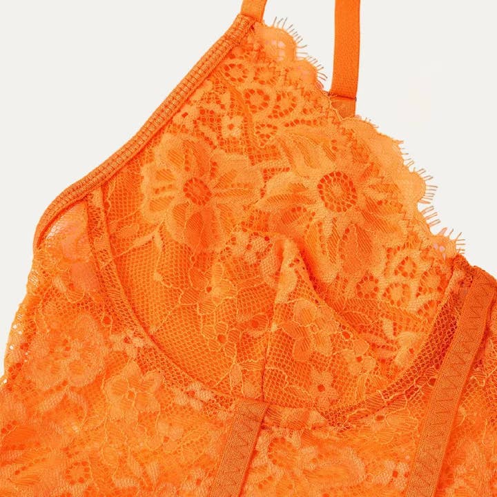 The Moment Collection - Wholesale Bralette - Women's - Multi Color Spaghetti Straps longline Lace Bralette